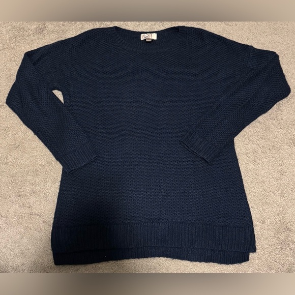 SO Women's Deep Blue Crew Neck Tunic Sweater - Picture 2 of 5